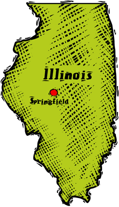 Illinois woodcut map showing location of Springfield